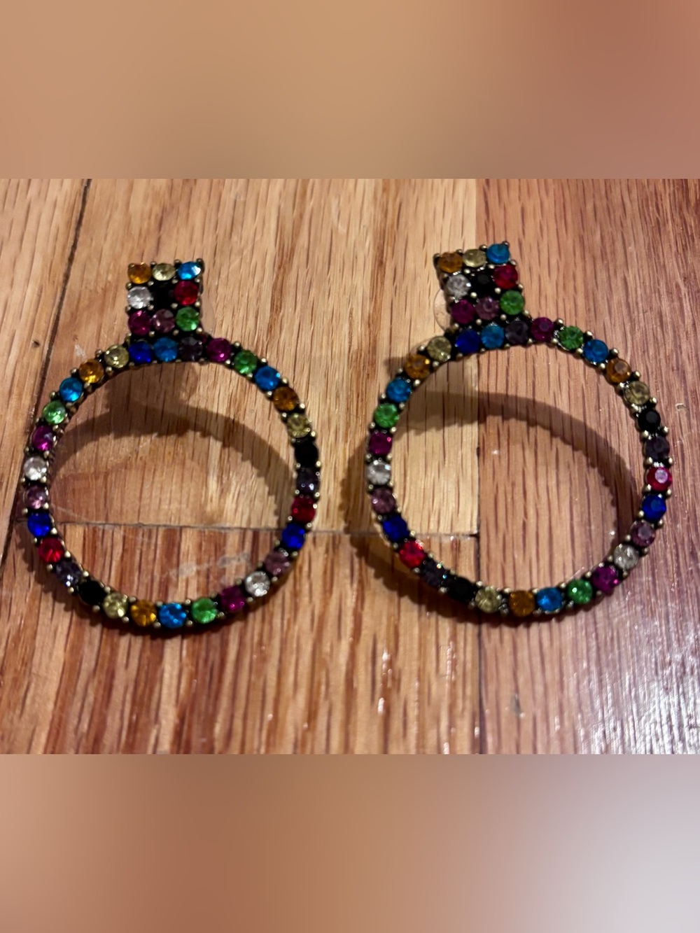 Multi-Colored Crystal Hoop Earrings - Women Jewelry